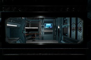 Futuristic chamber Sci-fi simulation Cyber realm High-tech room Low-poly