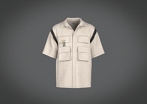 Mens regular fit shirt with cargo pocket and detailing