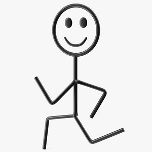 Stick Figure Running Pose Black 3D model