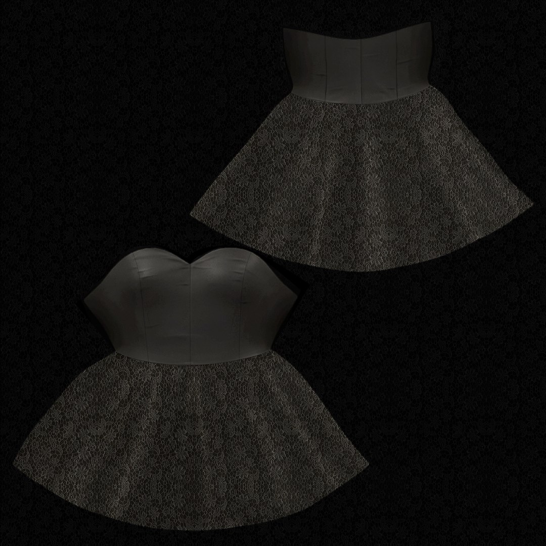 Strapless Little Black Dress 3D model - TurboSquid 1760516