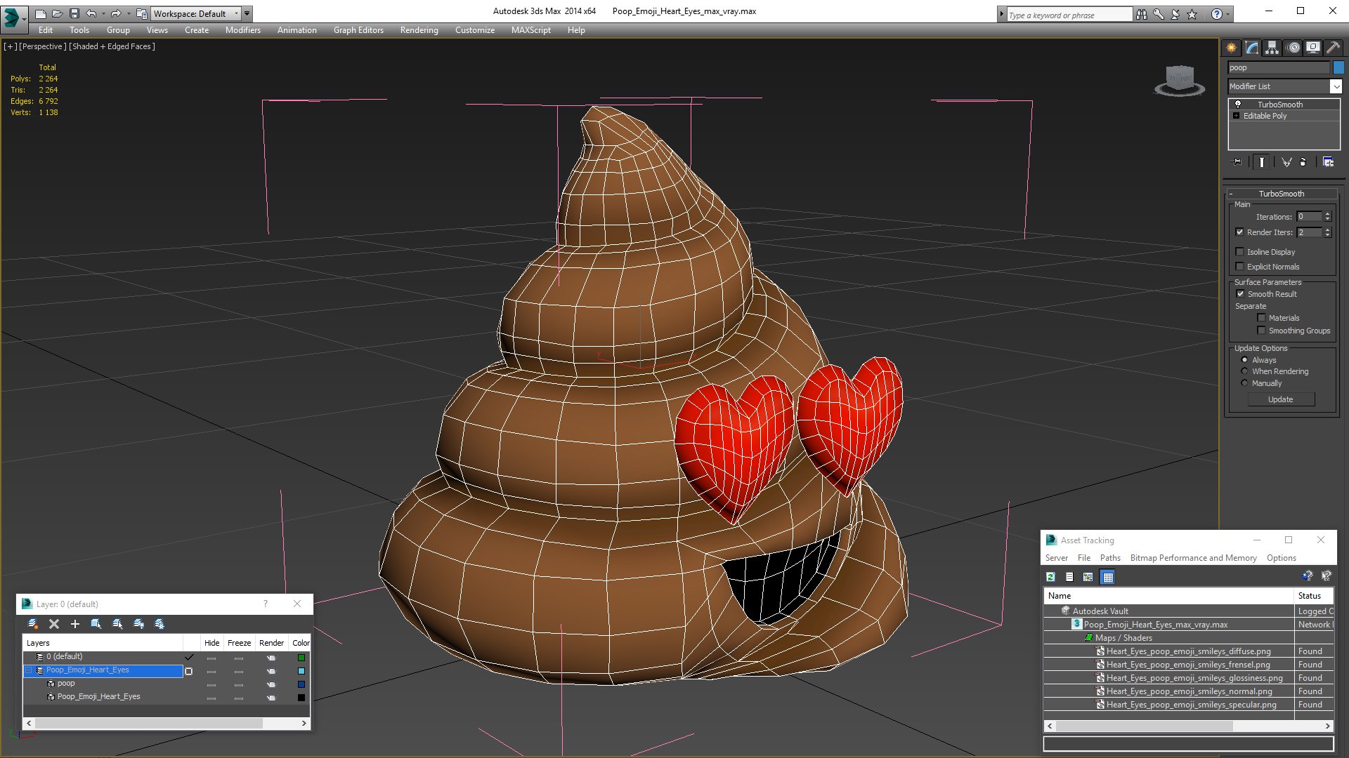 3D Model Poop Emoji Heart Eyes - TurboSquid 1801240