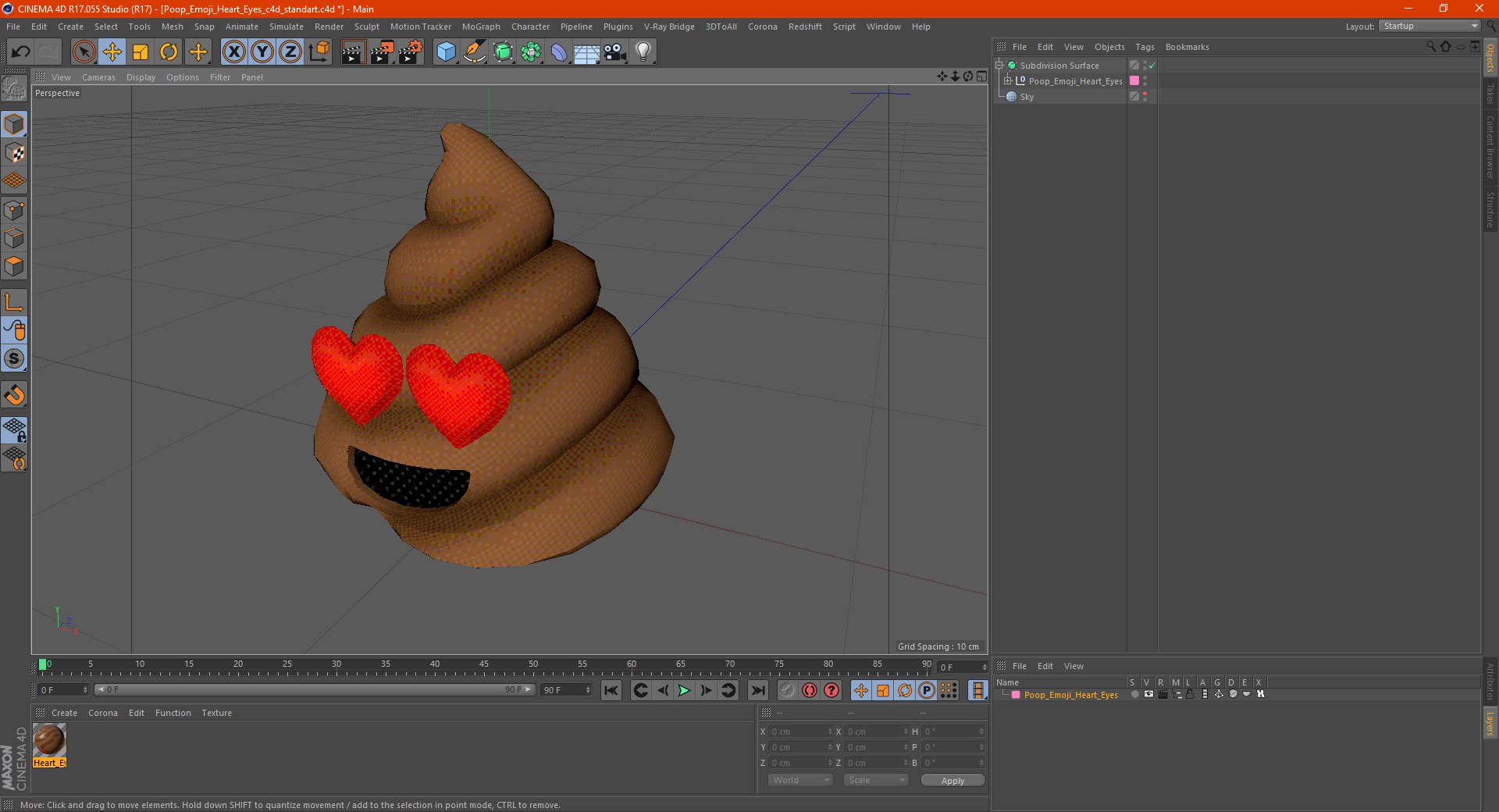 3D Model Poop Emoji Heart Eyes - TurboSquid 1801240