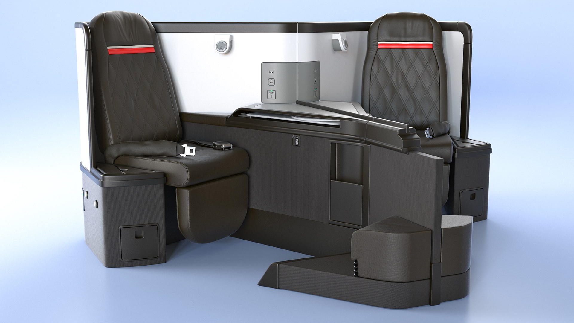 Airplane Business Class Seats Central 3D model preview