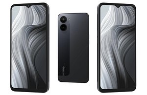 Realme V20 Black And Blue Low Poly 3D model