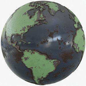 Worn Metal Earth Globe