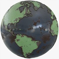 Worn Metal Earth Globe