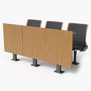 Auditorium Chairs And Tables Dark Wood Soft 3D