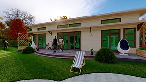 3D Simple Wood 3d and 2d House plan