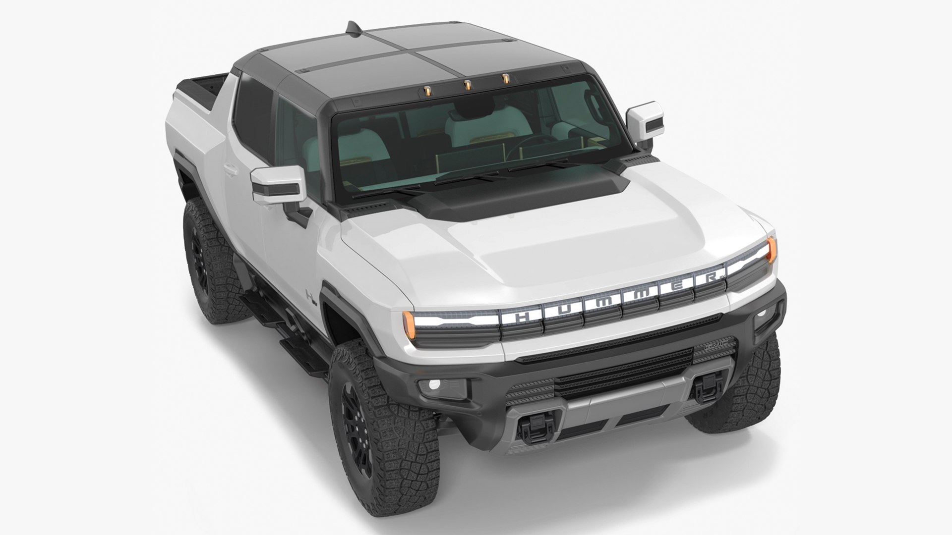 2022 GMC Hummer EV PICKUP Lights On Rigged 3D model preview