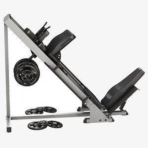 3D GYM Leg Press And Hack Squat Machine 1 With Barbell model