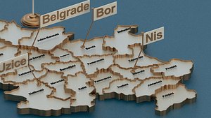 Serbia detailed Map with Animated Flag
