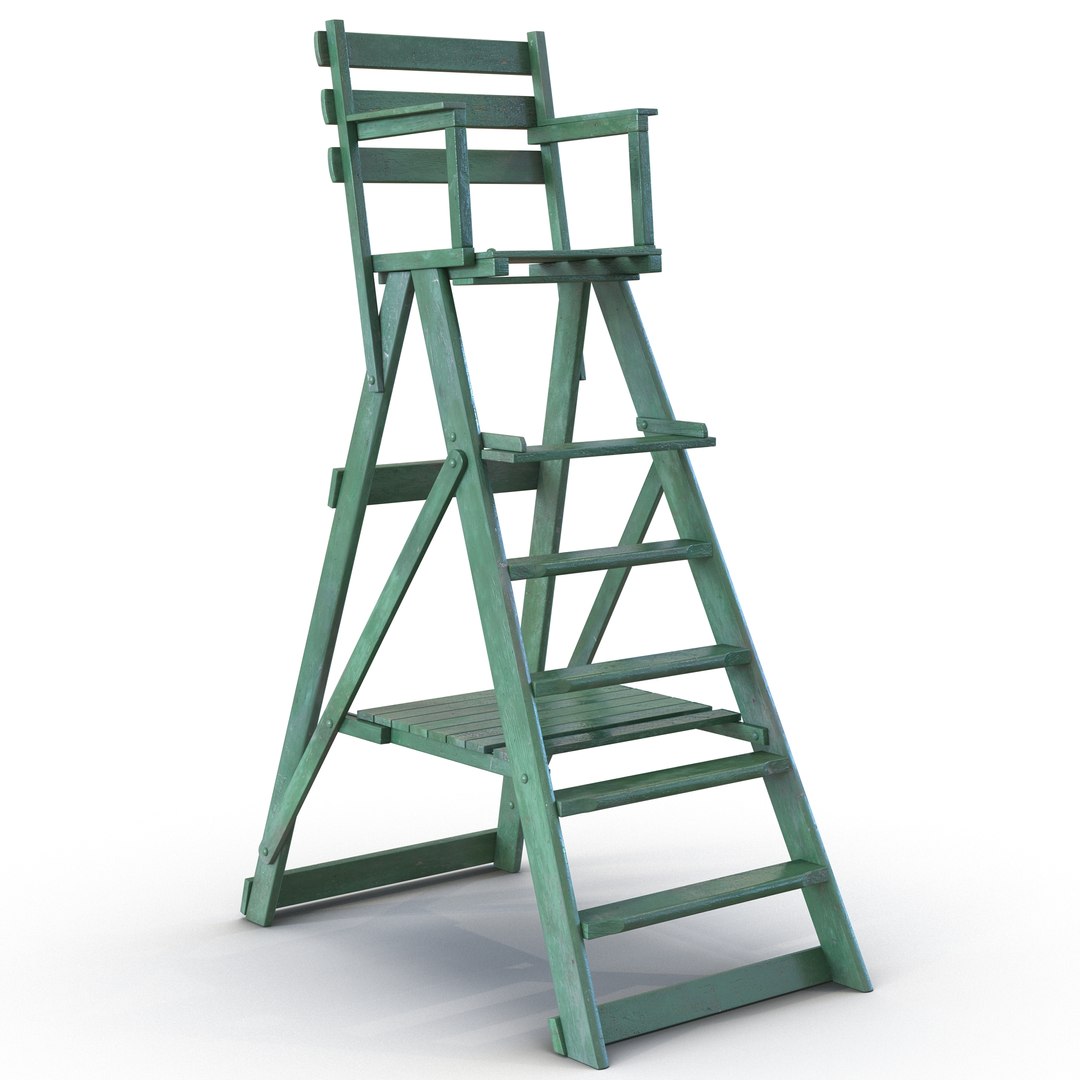 Classic Umpire Chair Green 3D model preview