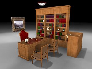 library desk chairs 3d max
