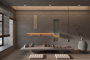 Chinese-style tea room 3D model Interior design style 3D model