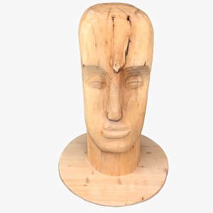 Wood Carved Face Statue