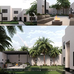 3D Modern Villa with Landscaped Garden and Outdoor Lounge model