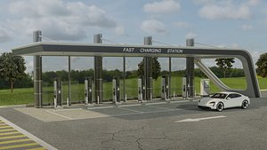 Electric Vehicle Charging Station 3D model