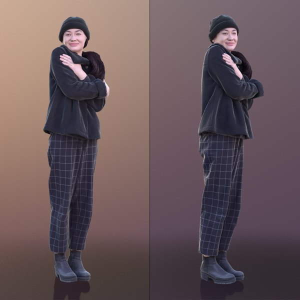 3D woman young freezing