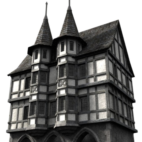 3d medieval townbuilding model