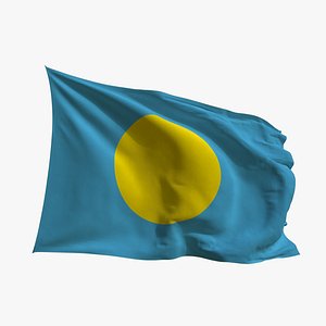 Realistic Animated Flag - Microtexture Rigged - Put your own texture - Def Palau model