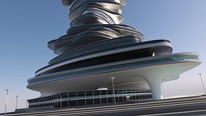 3d futuristic office building