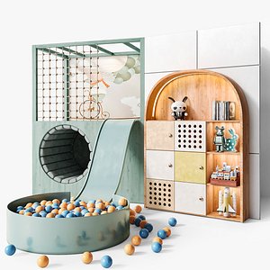 Children room Wardrobe with decor and a slide