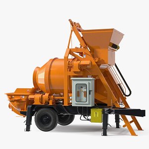 3D Portable Concrete Mixer Pump JBT40 Rigged model