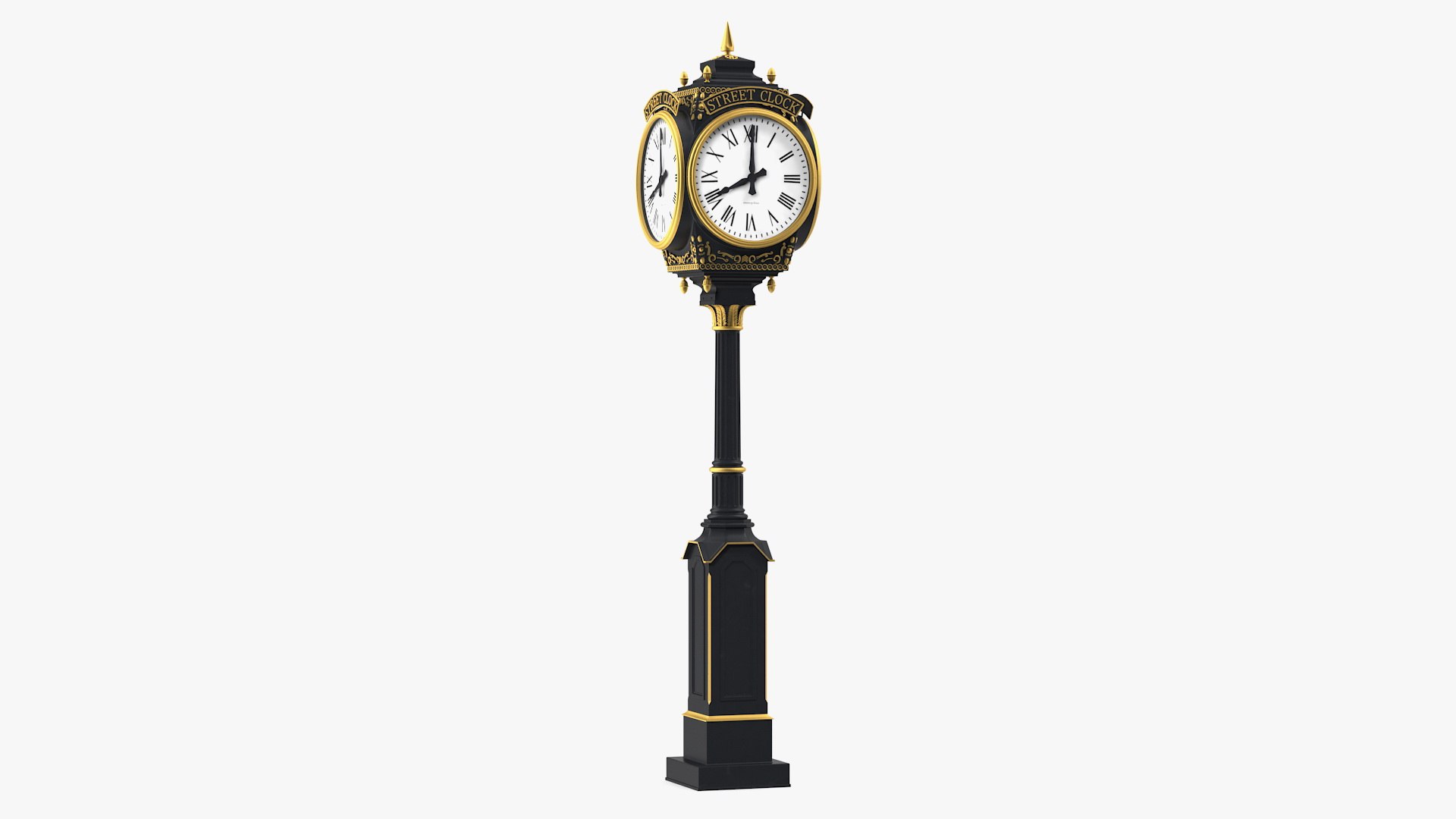 City Street Clock Black 3D model preview
