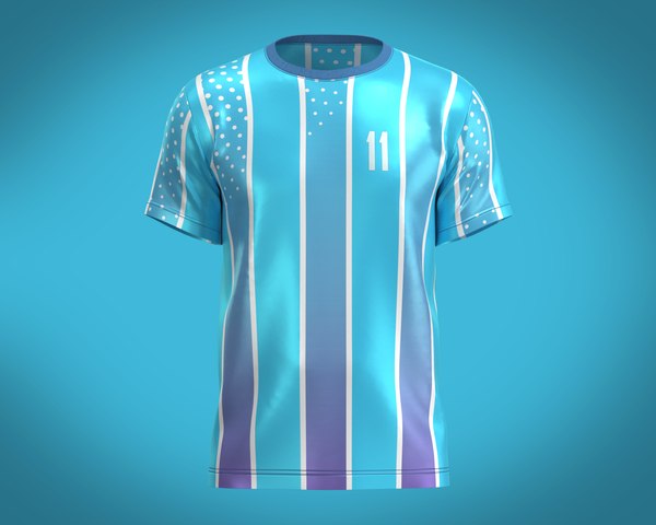 modelo 3d Camiseta de fútbol con rayas azules, jugador 11 - TurboSquid  1991747