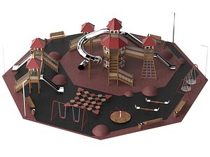 3D model Children Playground Equipment Set 3D Model