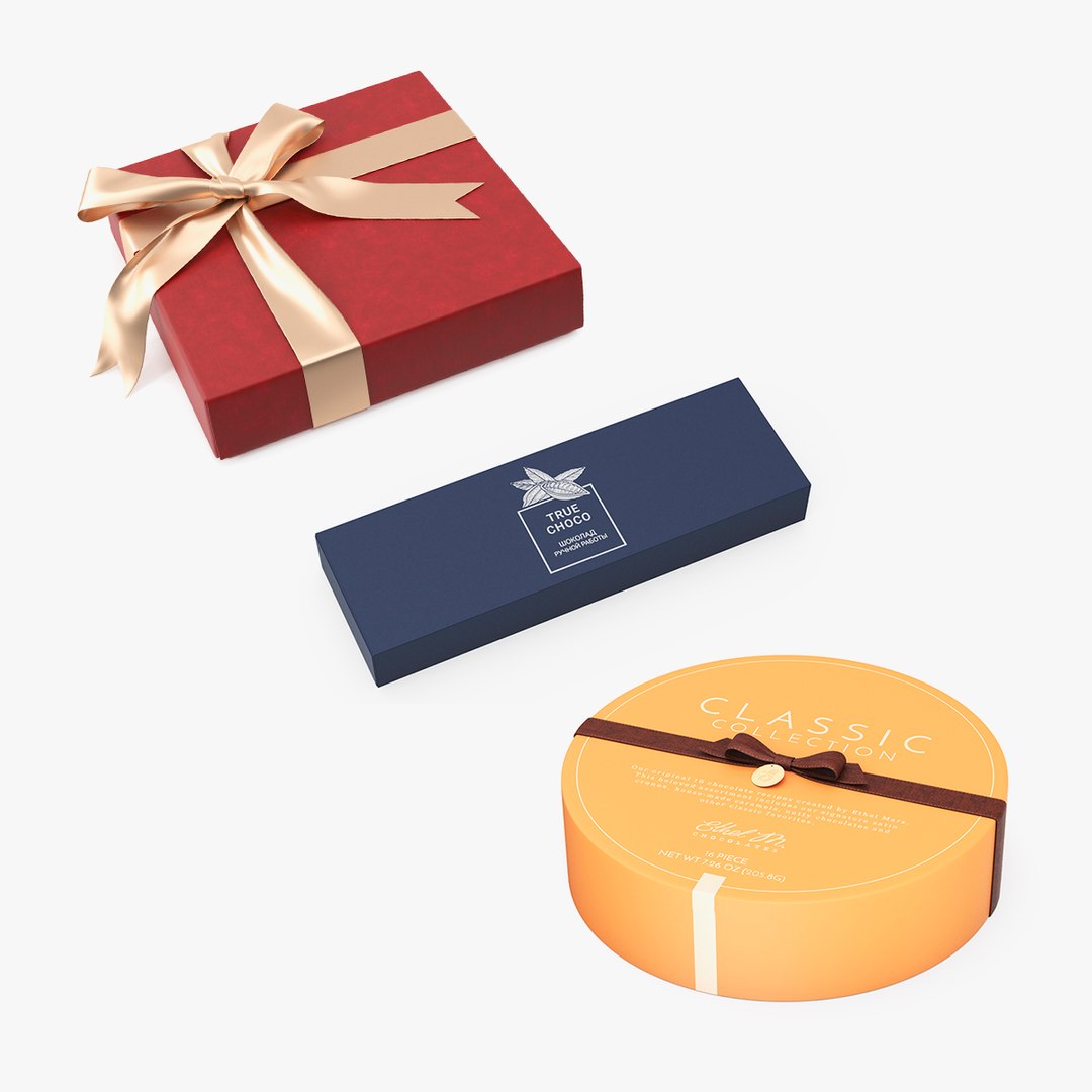 Premium Chocolate Boxes Collection 3D model preview