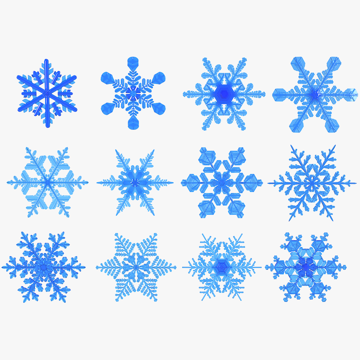 Realistic Snowflakes Set 3d - Turbosquid 1370280