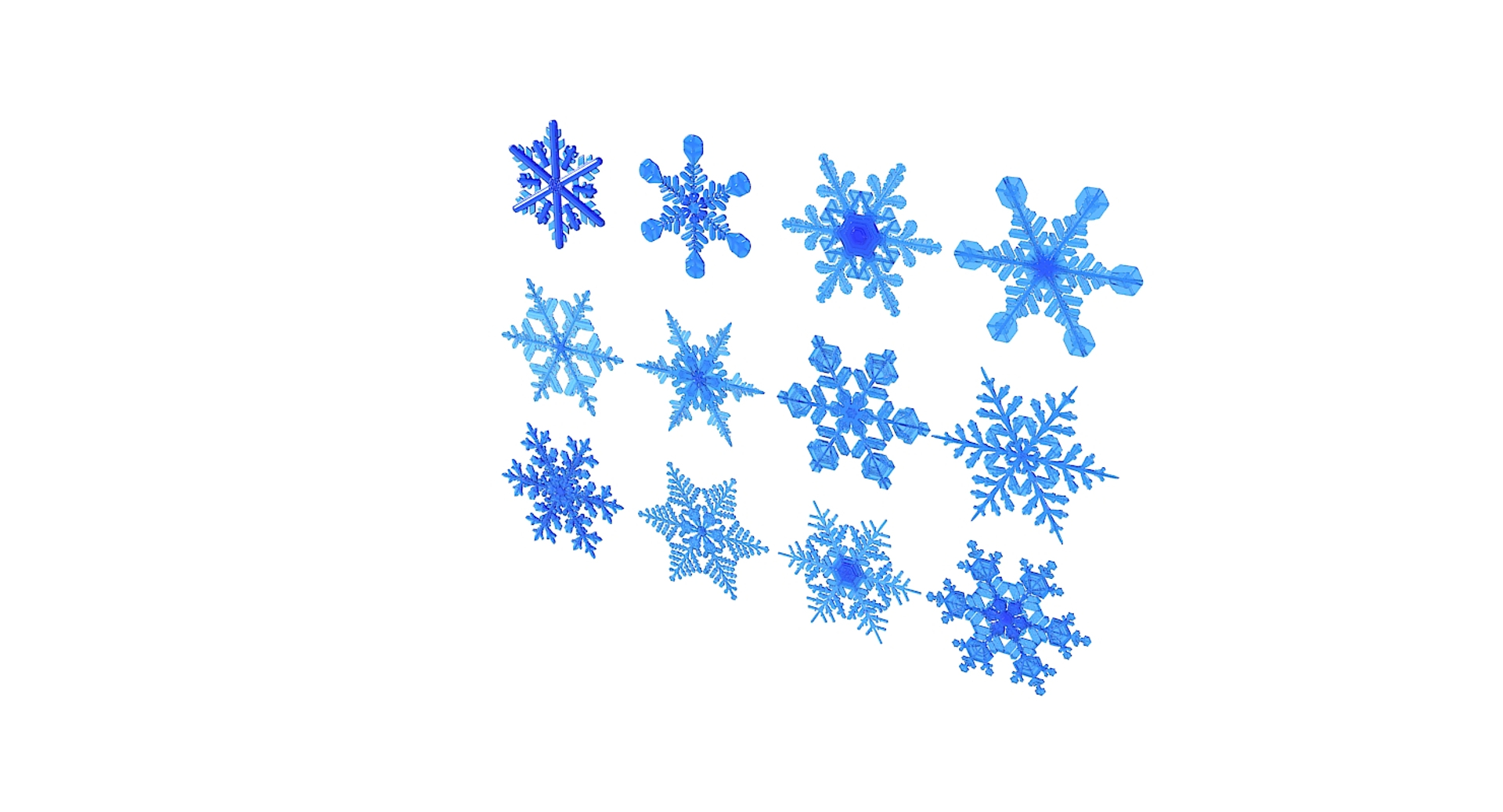 realistic snowflakes set 3D https://p.turbosquid.com/ts-thumb/pv/e30lGH/Iunhu48U/c/jpg/1548259954/1920x1080/turn_fit_q99/2dbd0f9e0bb05bcc895568e7dfd79251e19256d3/c-1.jpg