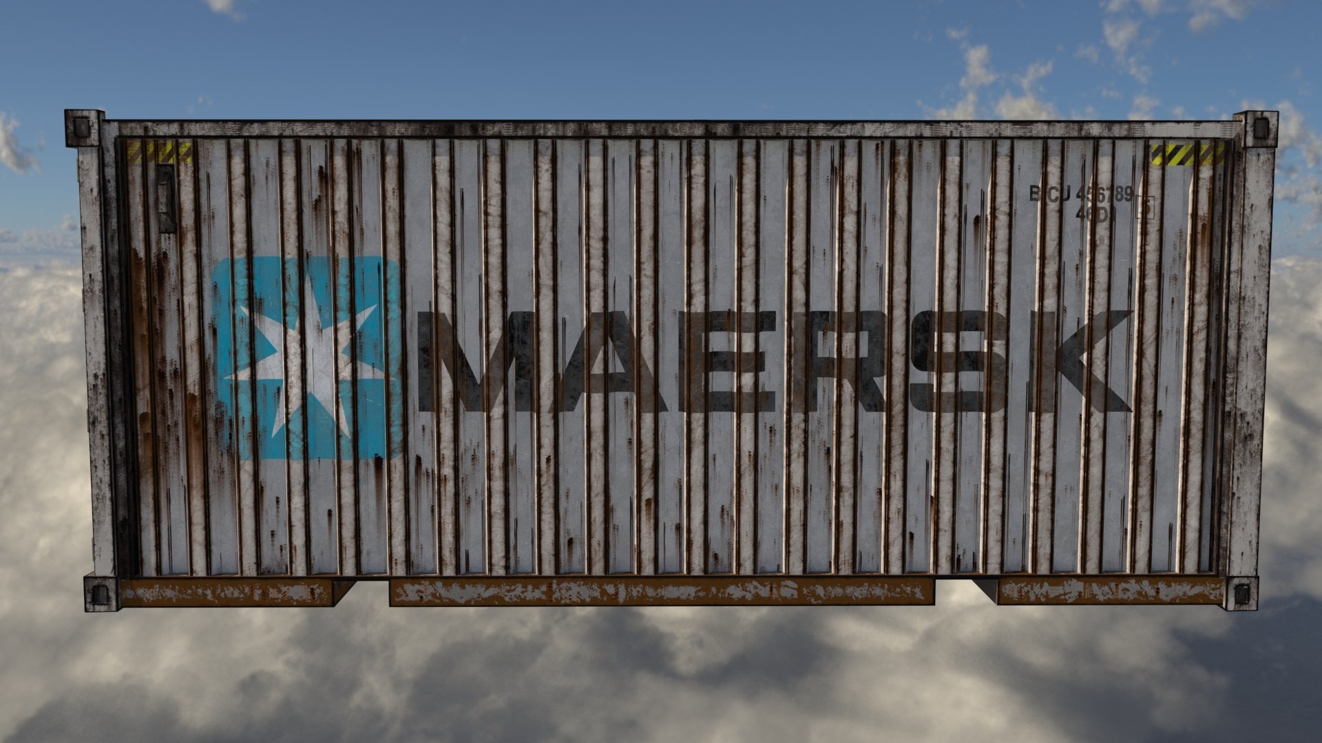 3D model shipping container https://p.turbosquid.com/ts-thumb/pv/eOi6K5/yDej7deG/maerskworn4/jpg/1578747055/1920x1080/fit_q87/65a42b10ed434ad774f2f03db03a49ce16e627fe/maerskworn4.jpg