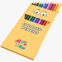 Kids Colored Pencils Box 3D Model