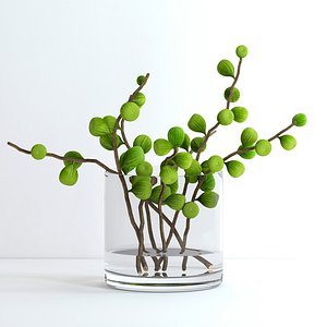 3d model vase fig branches flowers