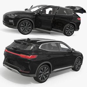 Panoramic Roof Electric SUV Black Rigged for Cinema 4D 3D model