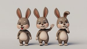 Rigged Cartoon Rabbit 3D model
