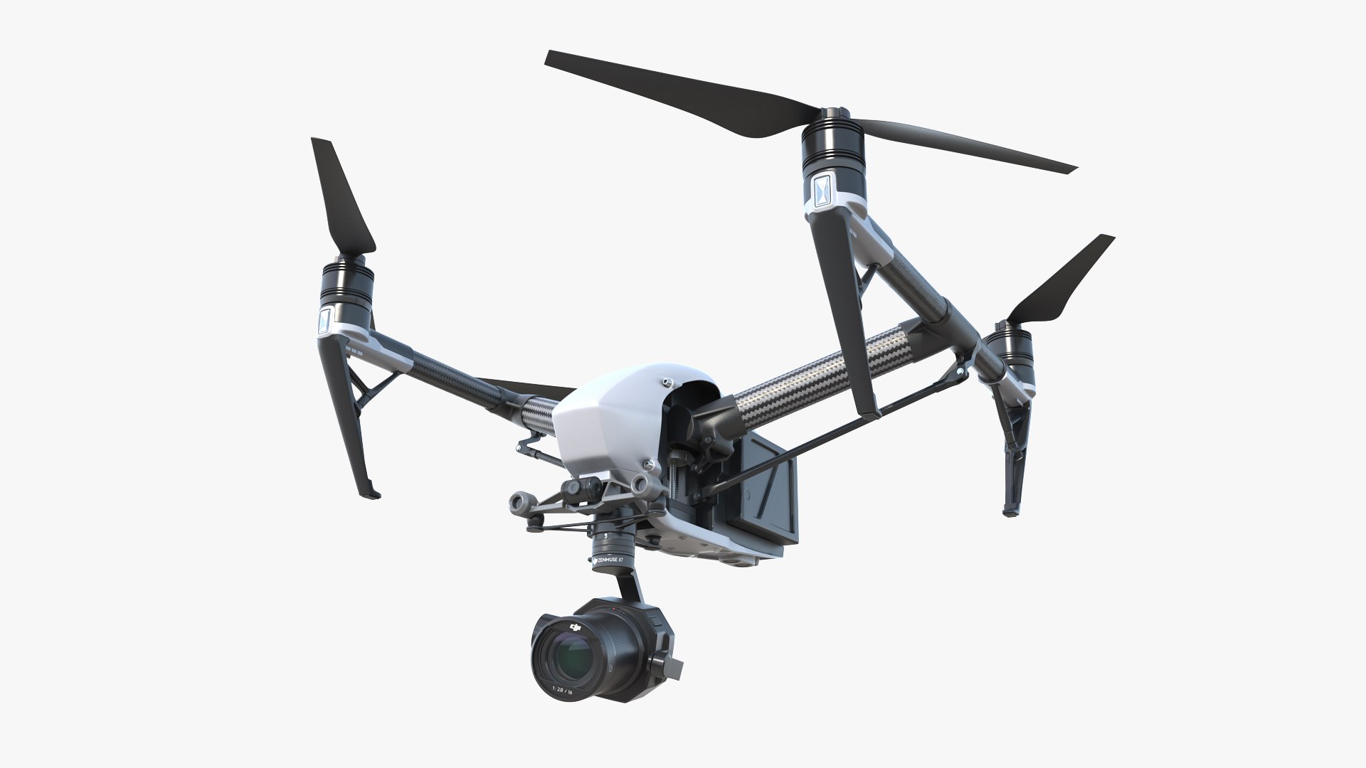 DJI Inspire 2 with Zenmuse X7 Camera Rigged 3D model preview
