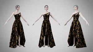 3D Dress 28 Golden Noir Velvet