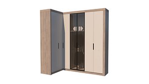 LuxCorner Wardrobe Modern L Shaped Storage Solution 3D model 3D model