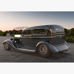 3D Ford 1933 tudor custom hotrod model
