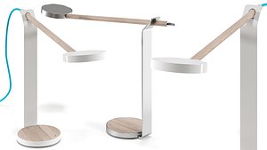 3D model Gravy Led Desk White Oak Matte White by Koncept Table Lamp