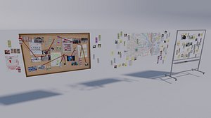 3D research board with documents model