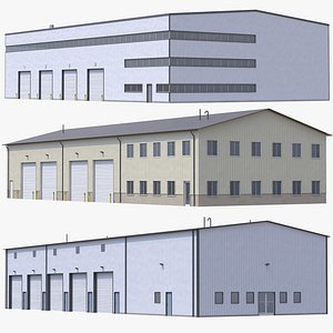 3D 3 Industrial Buildings PBR
