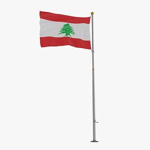 Pole Flag Lebanon 3D model