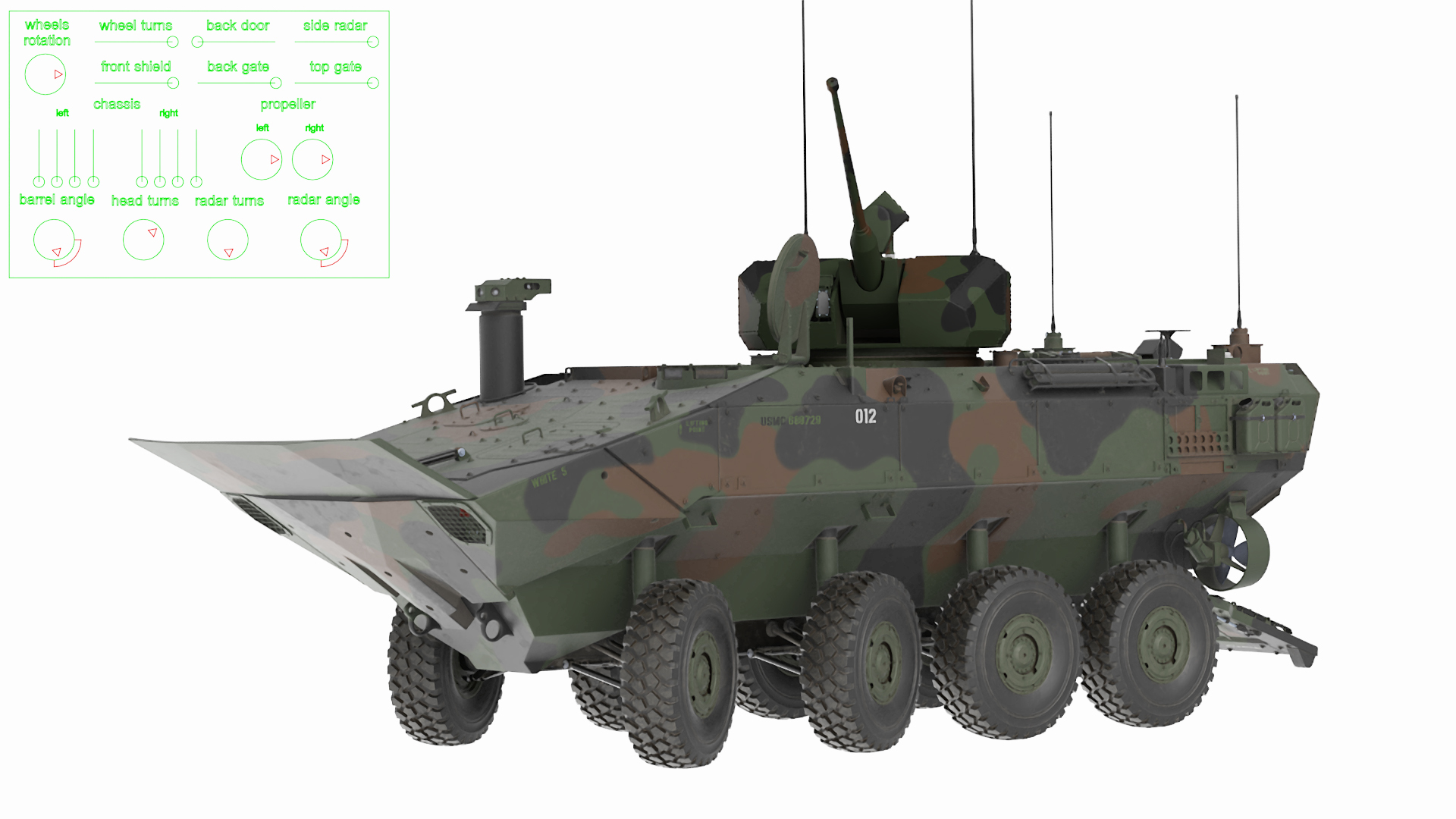 3D US Amphibious Combat Vehicle ACV With 30mm Gun Rigged Model ...