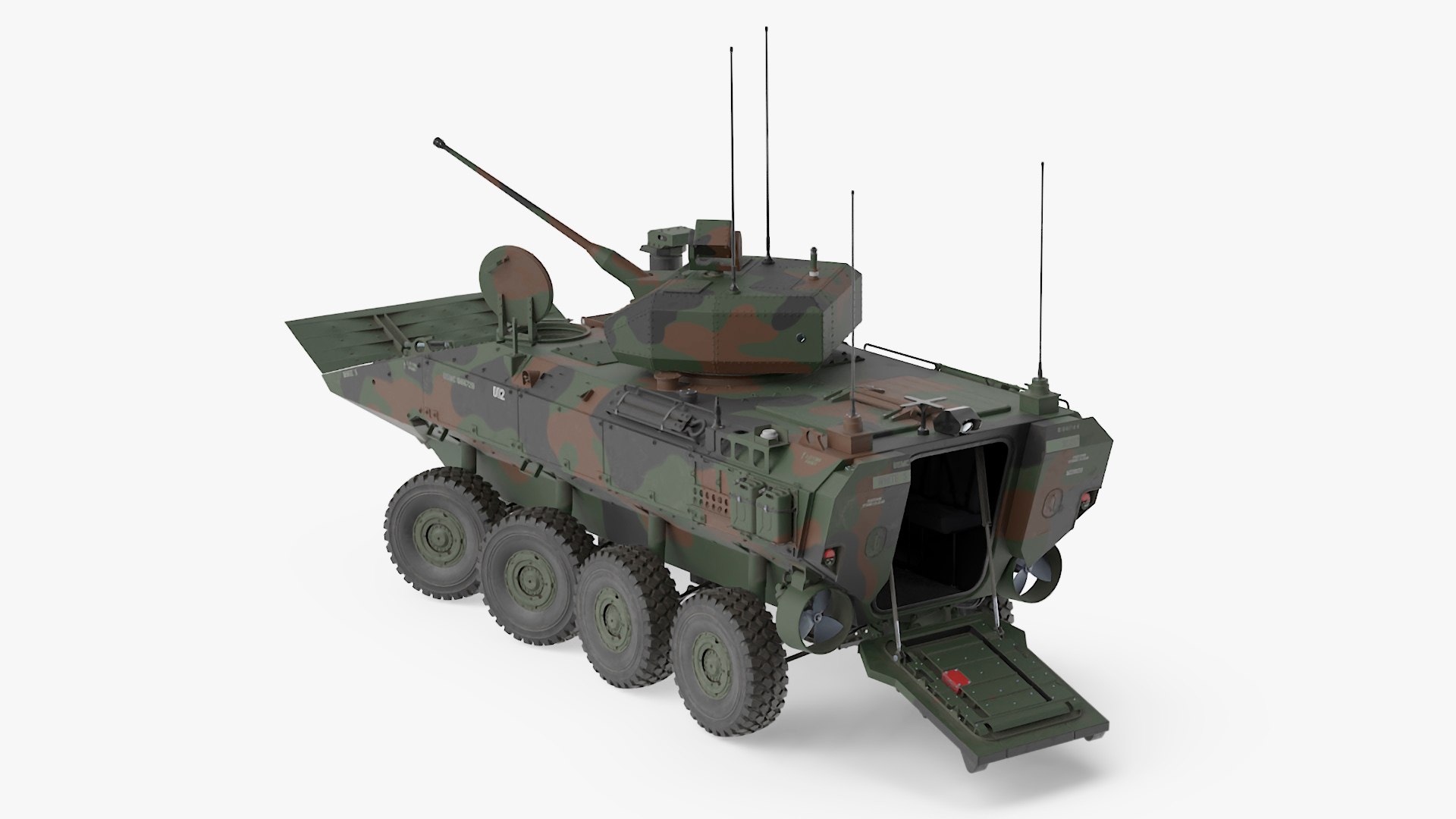 US Amphibious Combat Vehicle ACV with 30mm Gun Rigged 3D model preview
