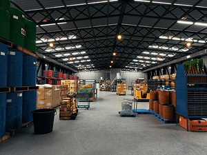 3D Industrial Warehouse And Logistics Distribution Center