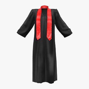 Ladies Graduation Gown 3D model